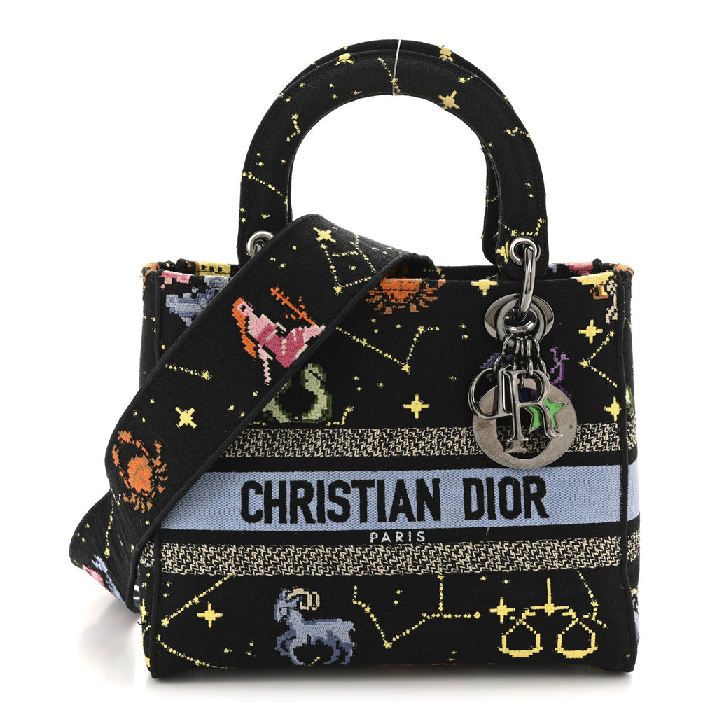 Dior Canvas Pixel Zodiac Embroidered Medium Lady D-Lite Nero Multicolor