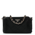 Prada Tessuto Nylon Saffiano Impunturato Quilted Barrel Pochette Black