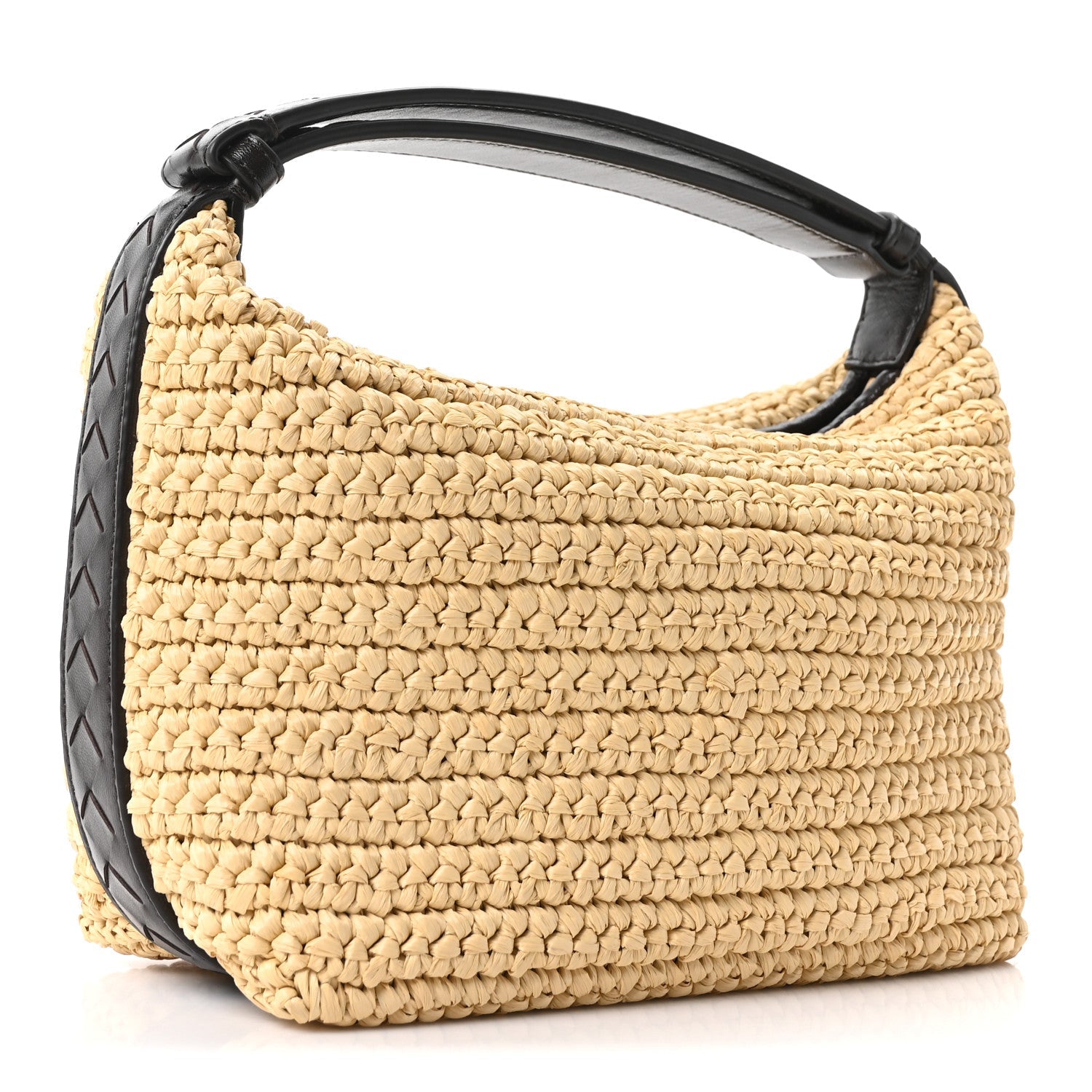Bottega Veneta Raffia Woven Nappa Intrecciato Mini Wallace Natural Fondant
