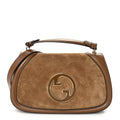 Gucci Suede Roxy Calfskin Large Blondie Top Handle Flap Bag Light Brown