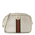 Gucci Laminated Nappa Web Trapuntata Mini GG Shoulder Bag Argento