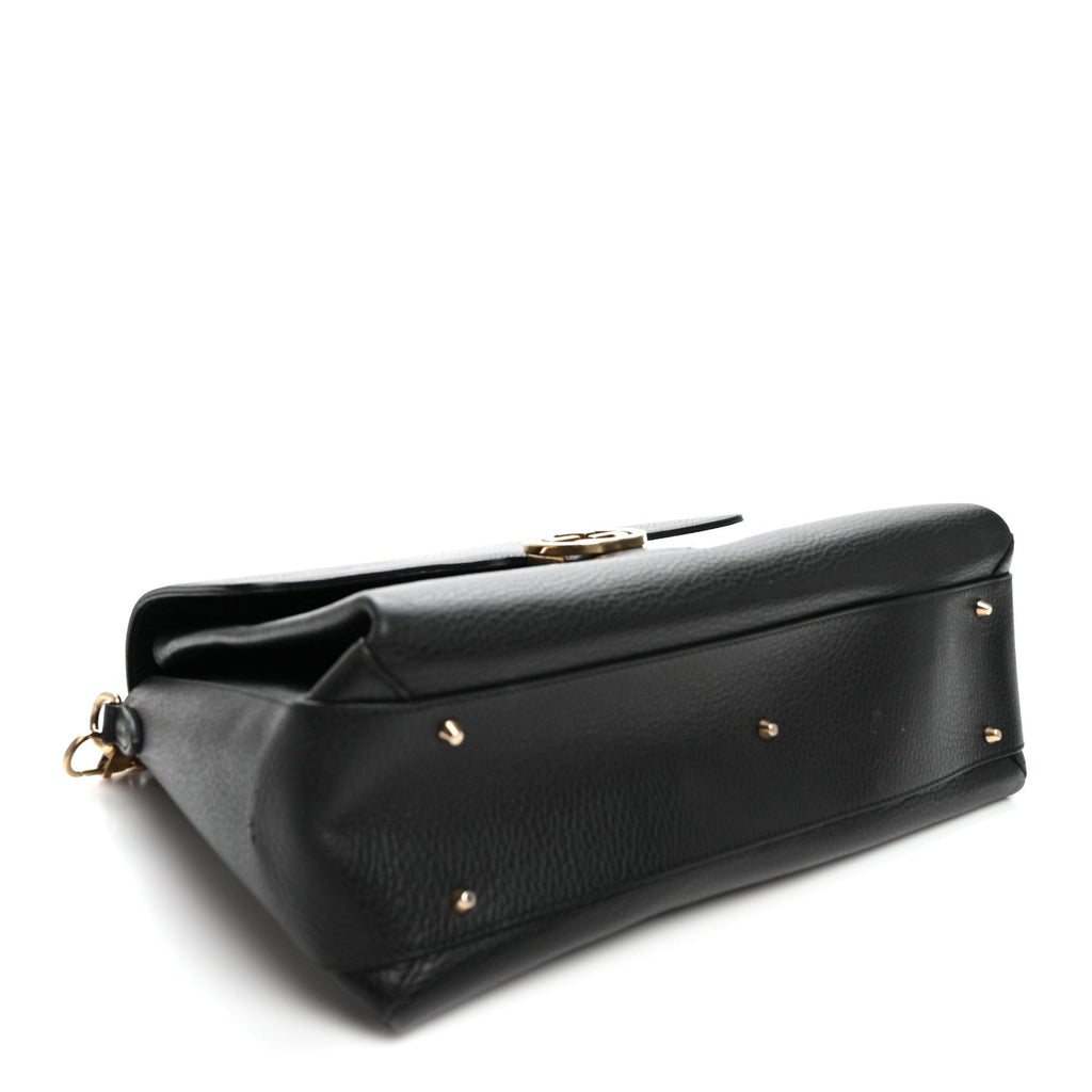 Gucci Dollar Calfskin Medium Interlocking G Top Handle Shoulder Bag Black