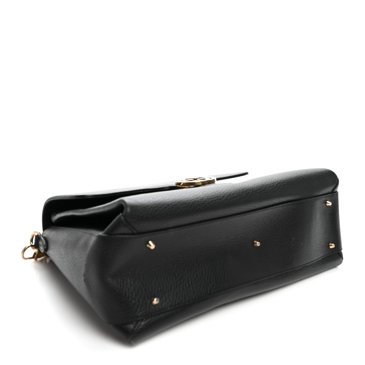 Gucci Dollar Calfskin Medium Interlocking G Top Handle Shoulder Bag Black