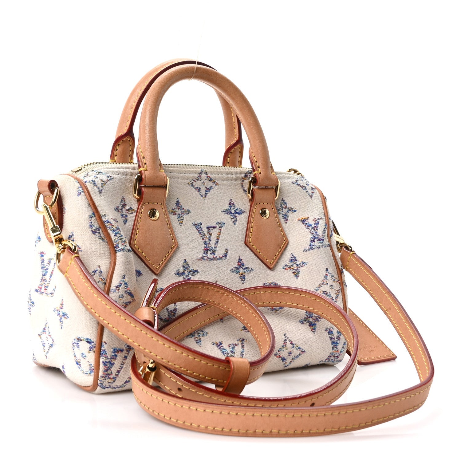Louis Vuitton Monogram Jacquard Fabric Speedy Bandouliere 20 Multicolor Beige