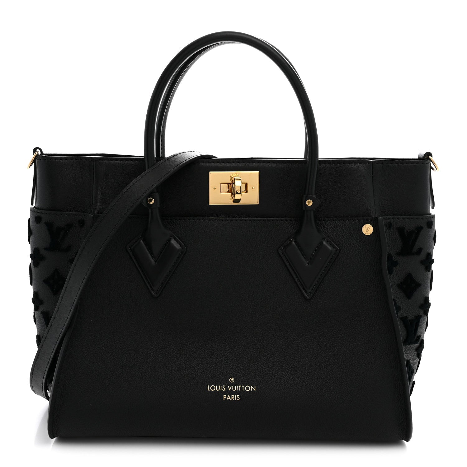 Louis Vuitton Calfskin Monogram Tufting On My Side Black