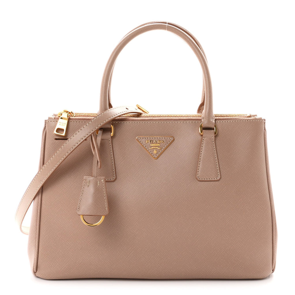 Prada Saffiano Lux Small Galleria Double Zip Tote Cammeo