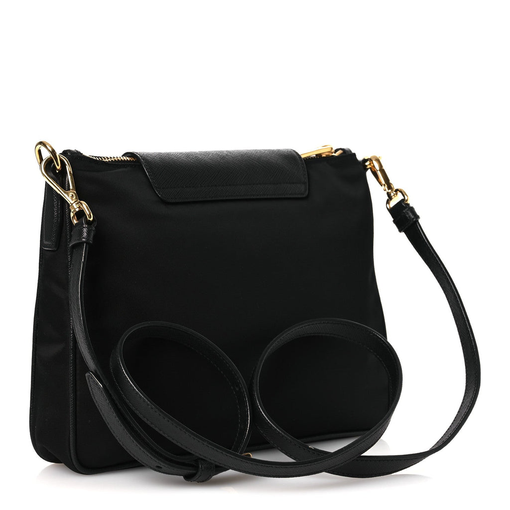 Prada Tessuto Nylon Saffiano Crossbody Bag Black