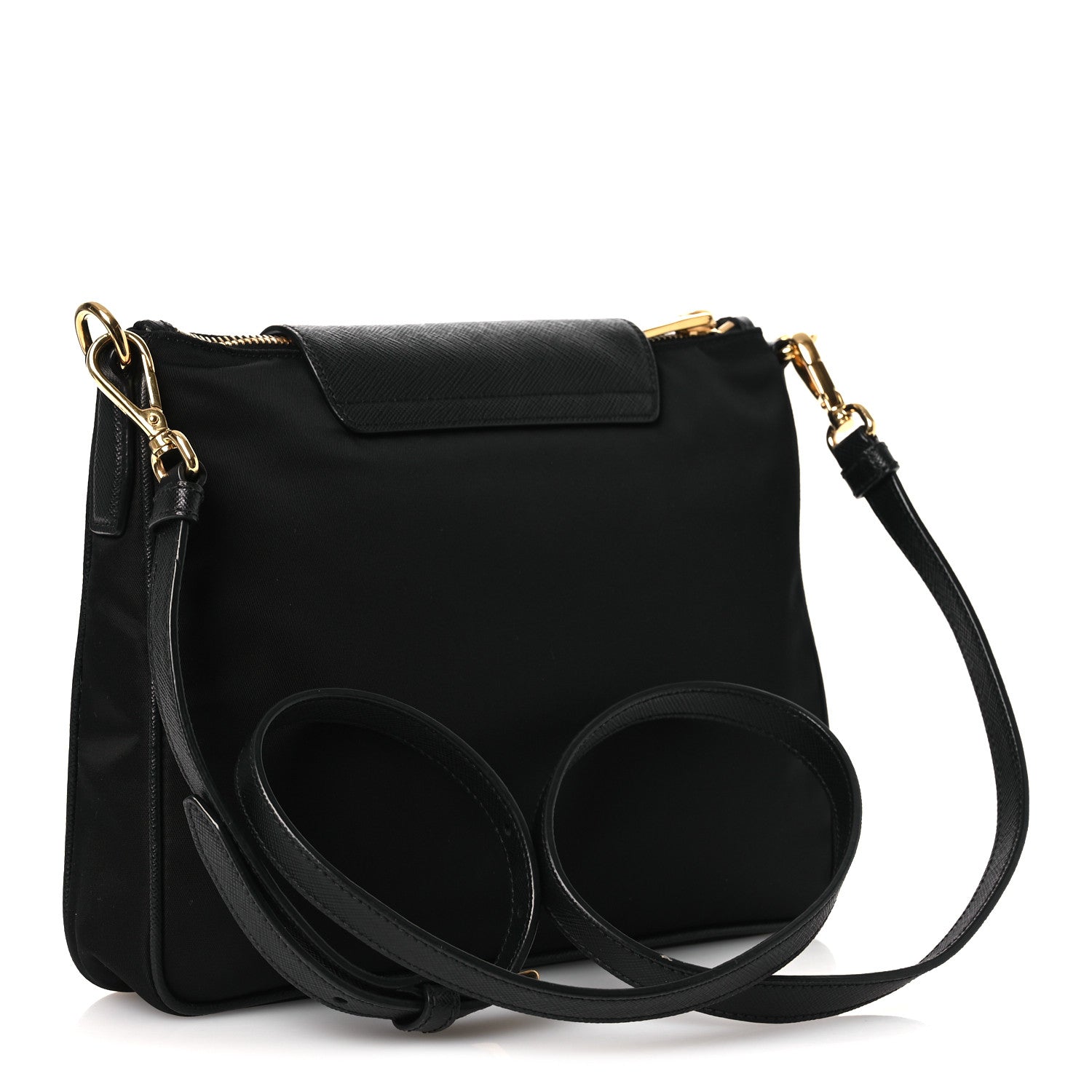 Prada Tessuto Nylon Saffiano Crossbody Bag Black