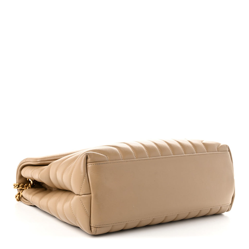 Saint Laurent Calfskin Y Quilted Monogram Medium Loulou Chain Satchel Dark Latte