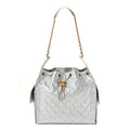 Chanel Metallic Caviar Quilted Medium Chanel 25 Handbag Silver