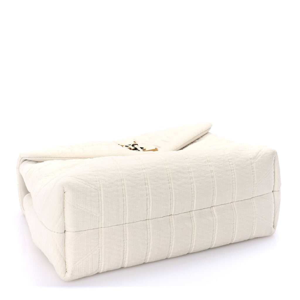 Saint Laurent Cotton Gauze Y Quilted Monogram Small Loulou Chain Satchel Vanilla Ice