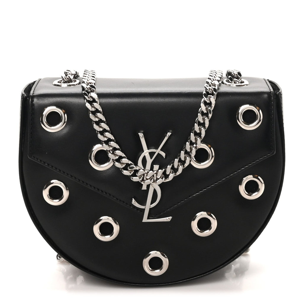 Saint Laurent Box Calfskin Grommet Crossbody Bag Black