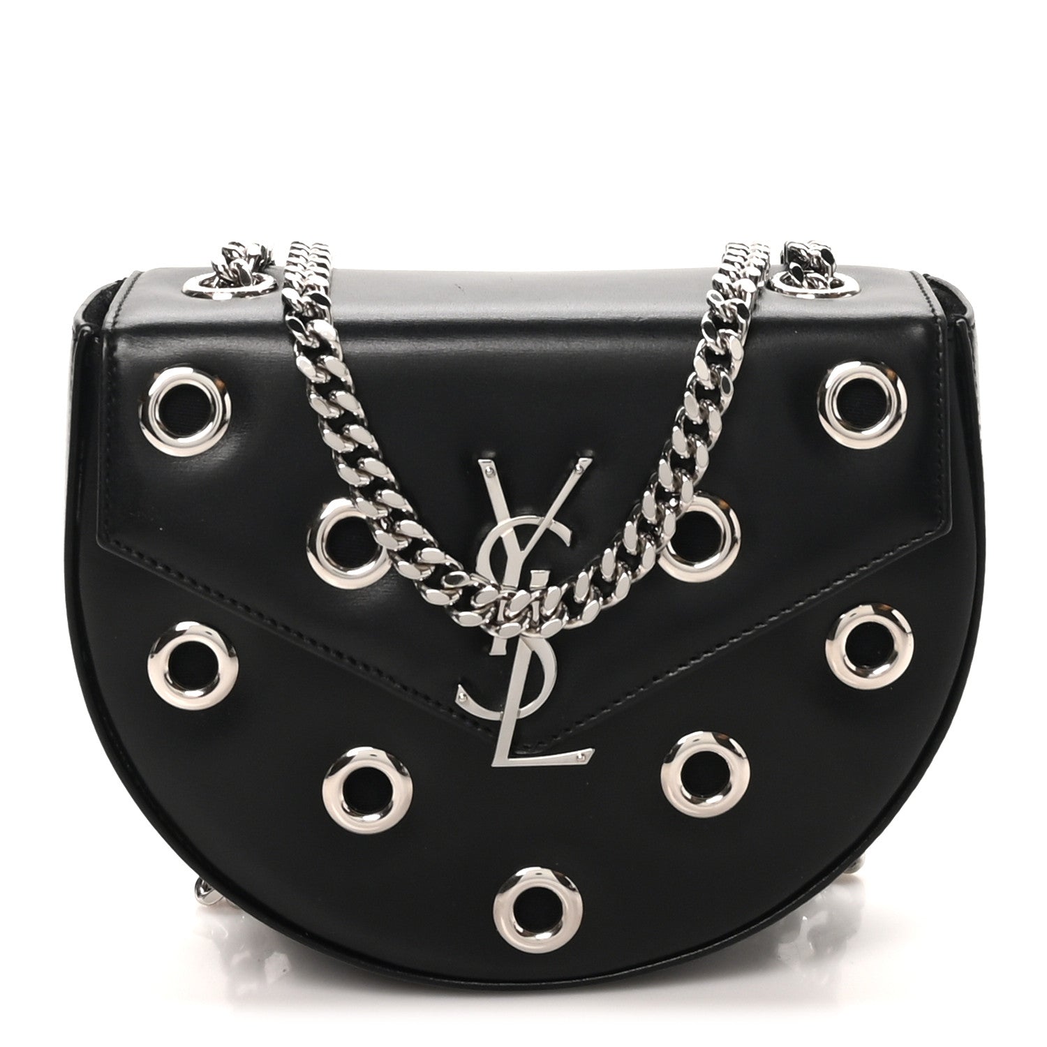 Saint Laurent Box Calfskin Grommet Crossbody Bag Black