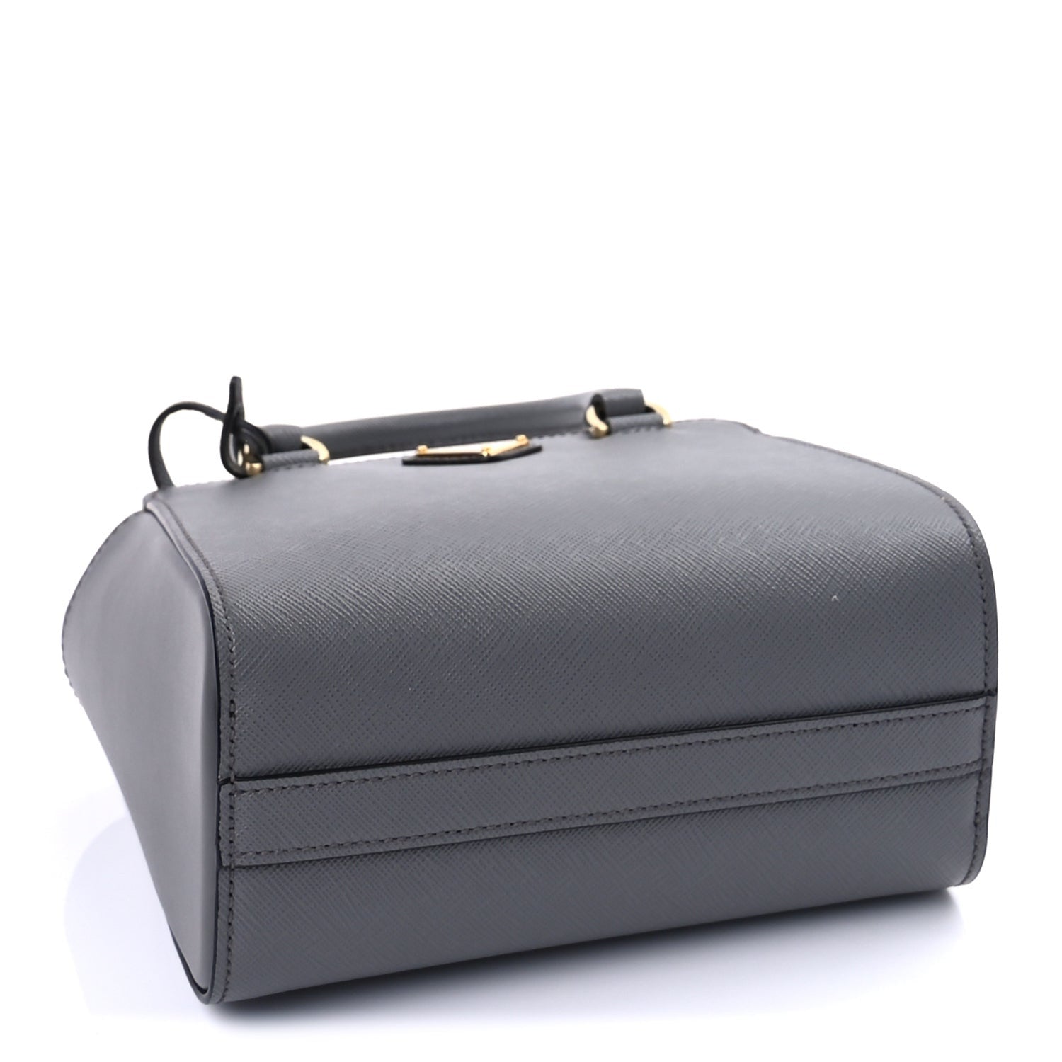 Prada Saffiano Soft Calfskin Mini Zippered Tote Marmo Grey