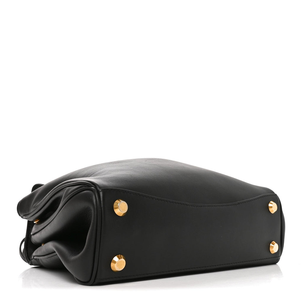 Balenciaga Natural Smooth Calfskin Medium Rodeo Top Handle Handbag Black