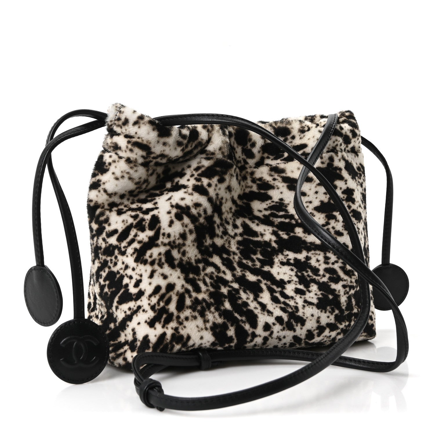 Chanel Pony Hair Printed Chic Lady Shoulder Bag White Black