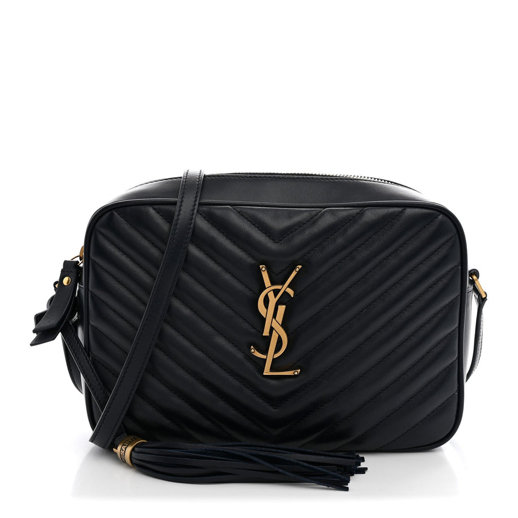 Saint Laurent Calfskin Matelasse Monogram Lou Camera Bag Navy