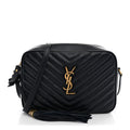 Saint Laurent Calfskin Matelasse Monogram Lou Camera Bag Navy
