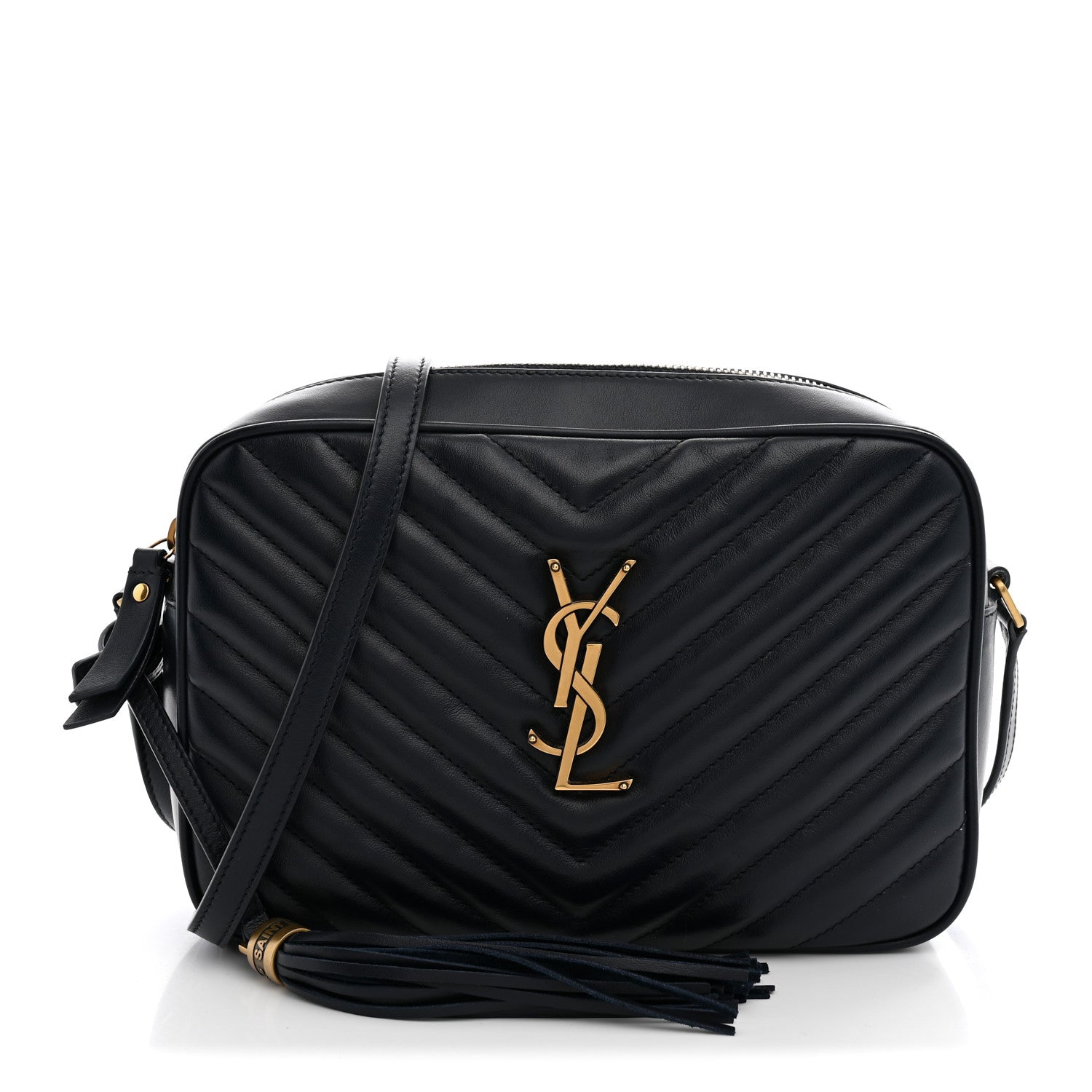 Saint Laurent Calfskin Matelasse Monogram Lou Camera Bag Navy