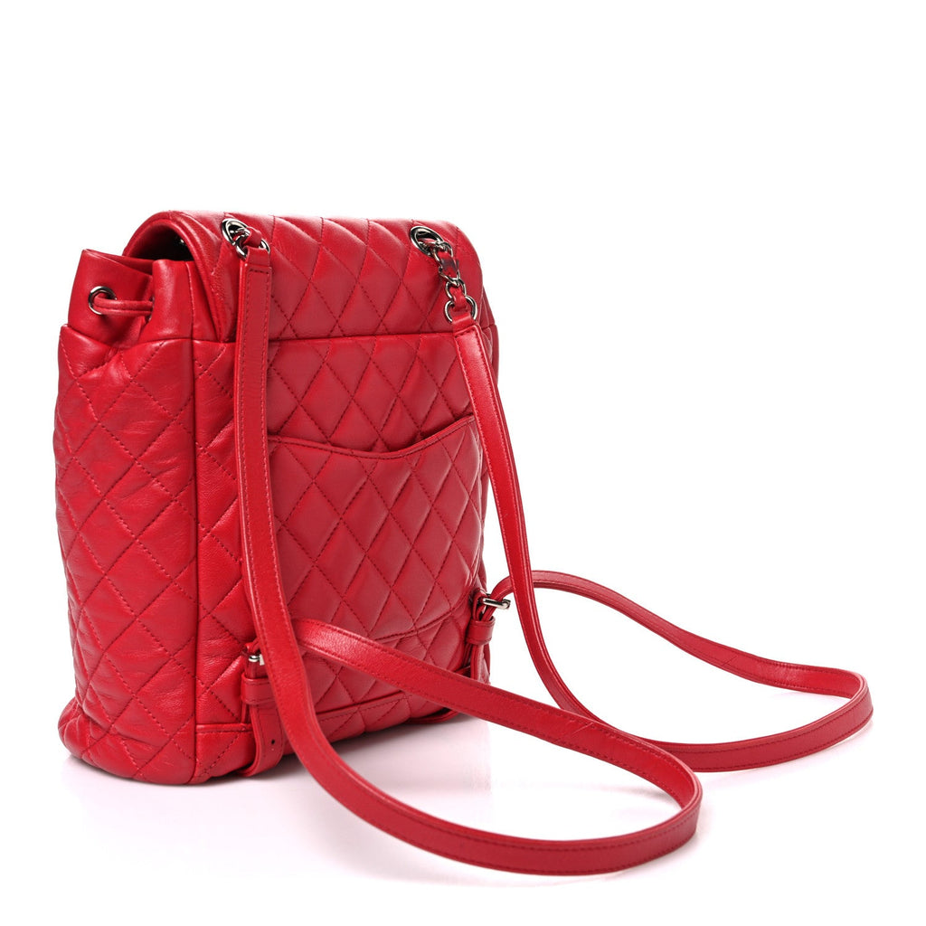 Chanel Lambskin Quilted Small Urban Spirit Backpack Dark Pink side view