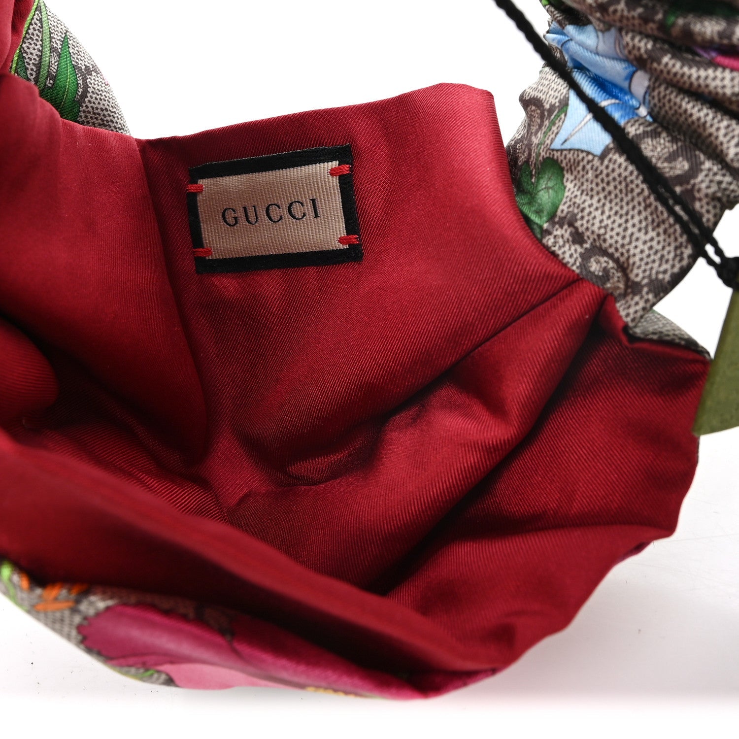 Gucci Silk Monogram Flora Print Headband M Red