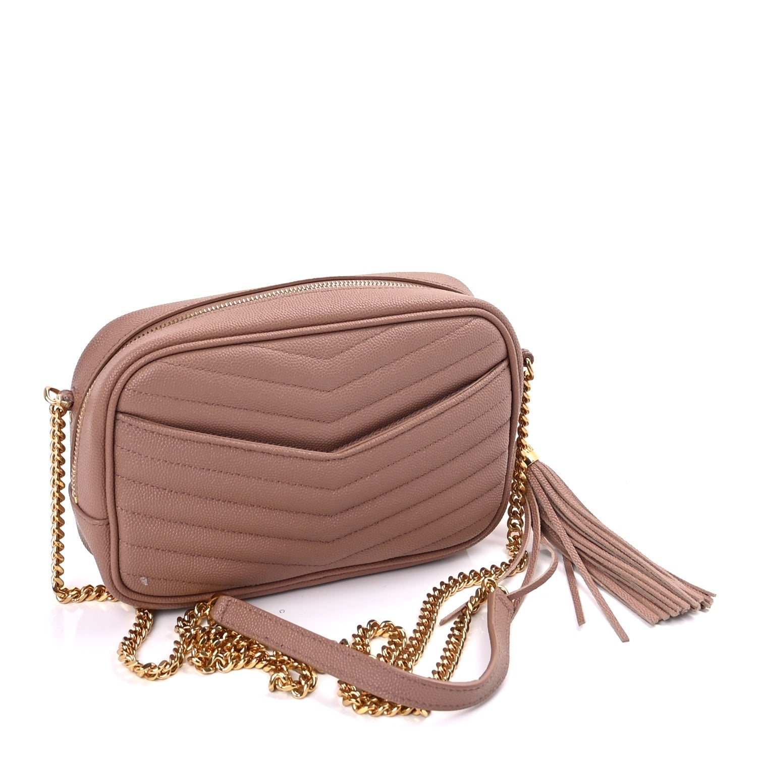 Saint Laurent Grain De Poudre Matelasse Monogram Mini Lou Camera Bag Vintage Peach
