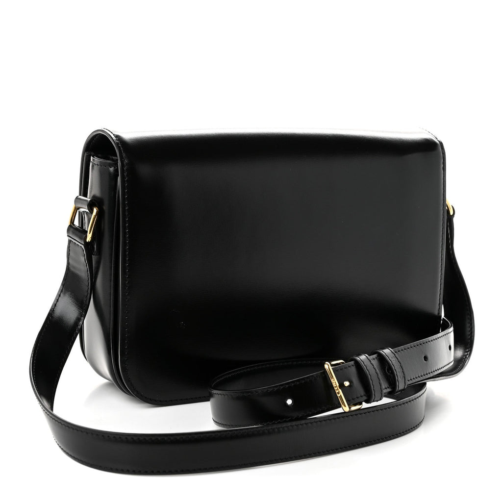 Celine Shiny Calfskin Medium Triomphe Black