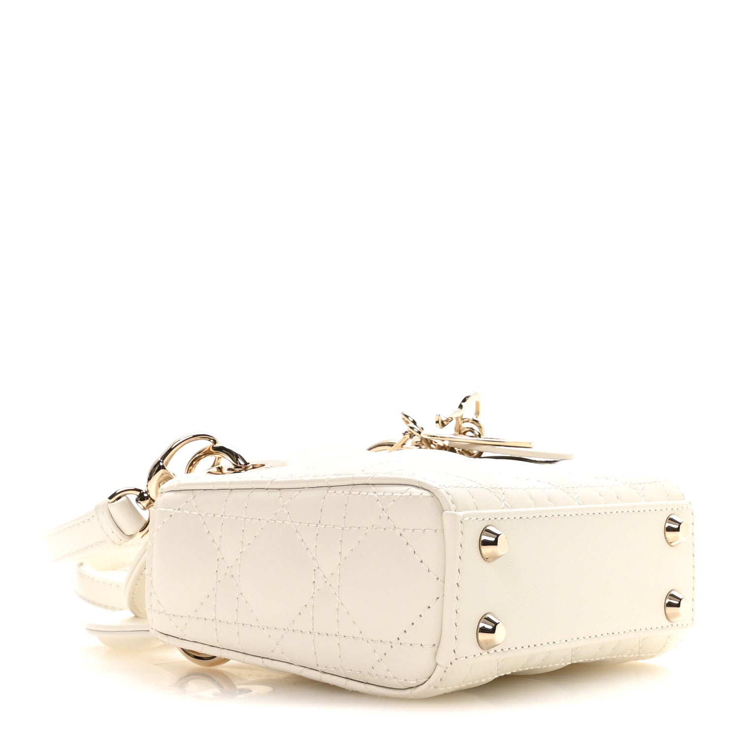 Dior Lambskin Cannage Micro Lady Dior White