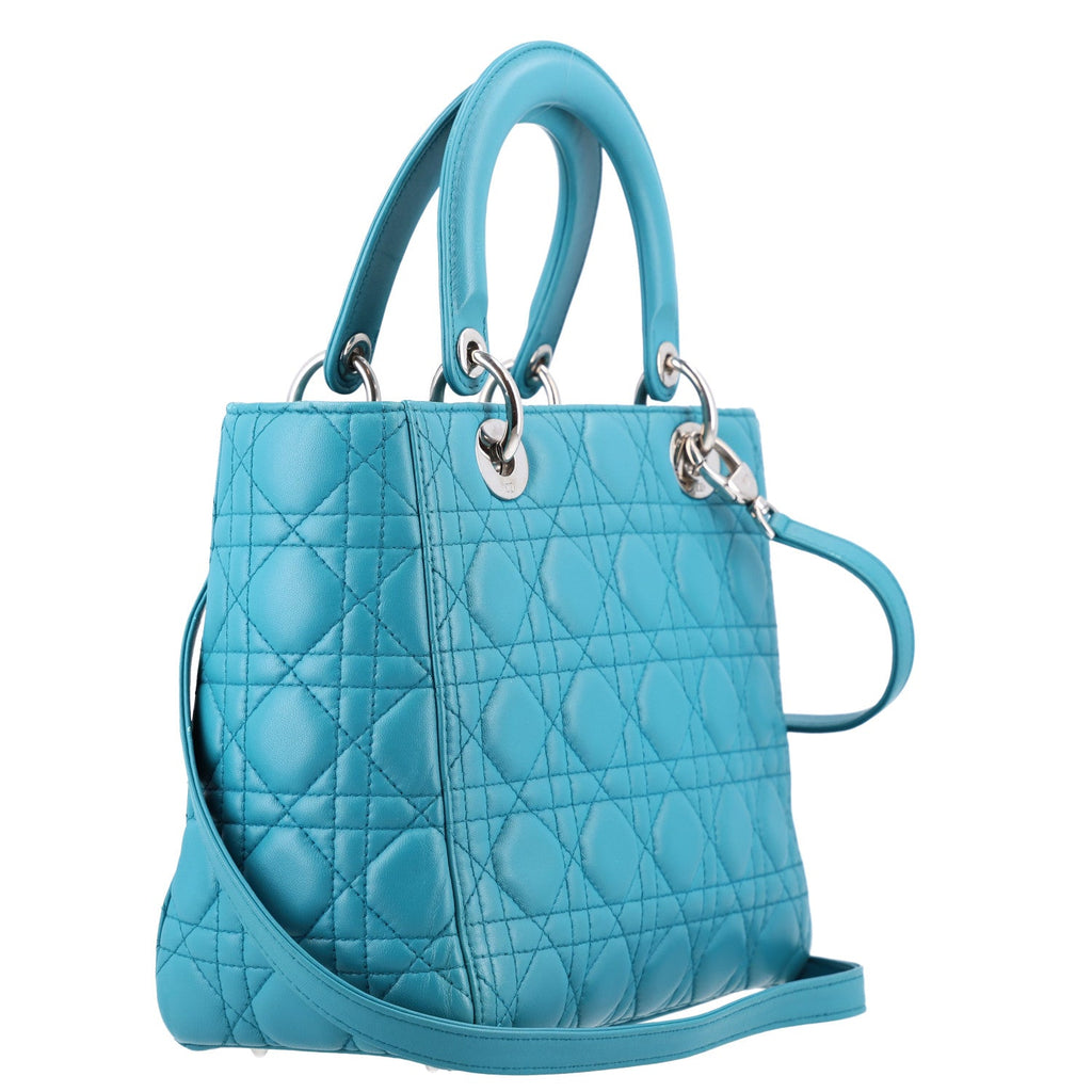 Dior Lambskin Cannage Medium Lady Dior Blue