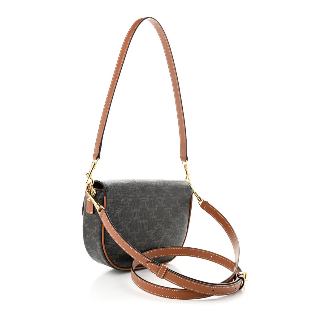 Celine Triomphe Canvas Folco Bag Tan