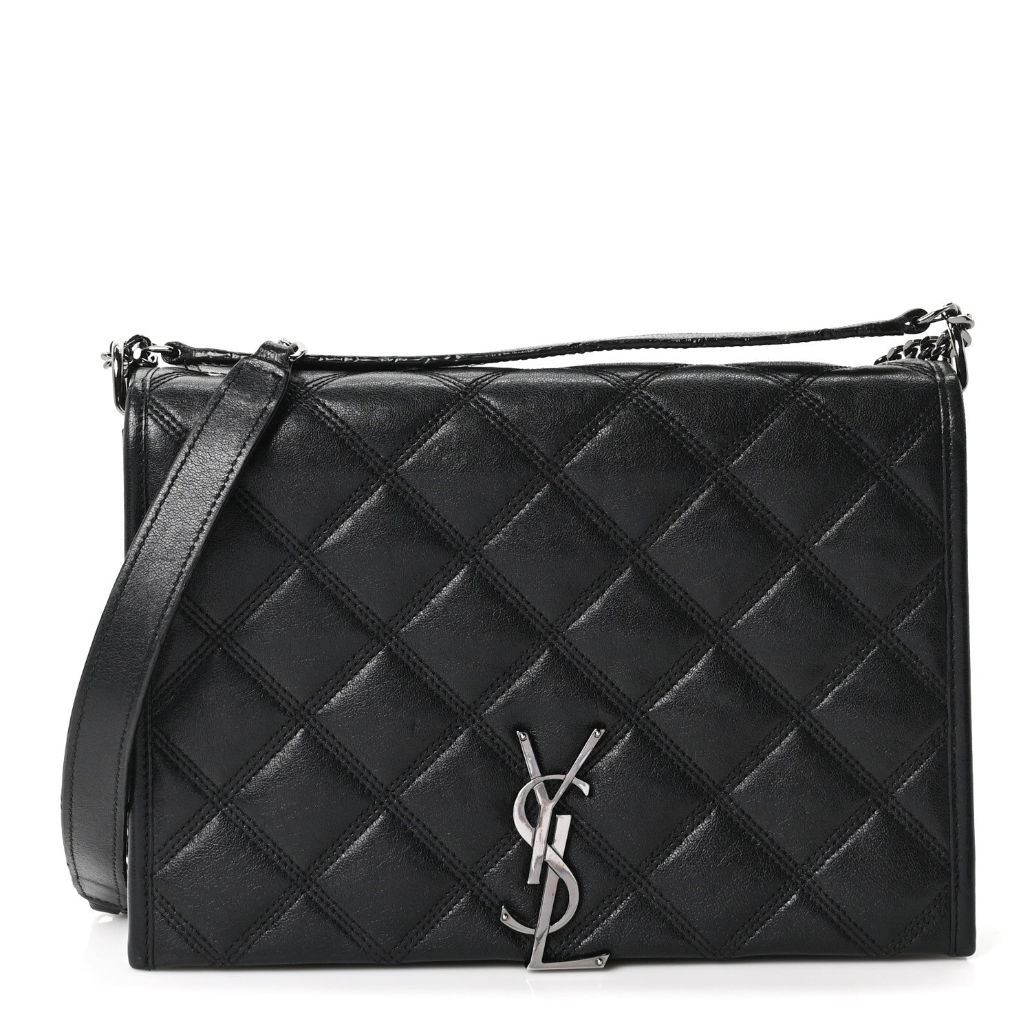 Saint Laurent Lambskin Quilted Mini Becky Chain Bag Black