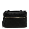 Gucci GG Calfskin Embossed Emblem Super MIni Crossbody Bag Black