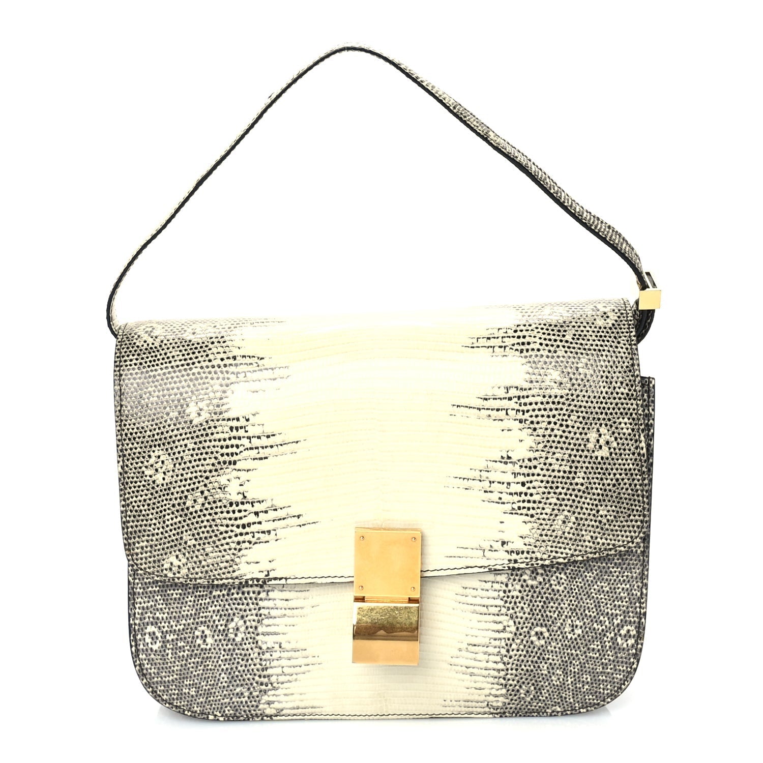 Celine Lizard Medium Classic Box Flap Bag Natural