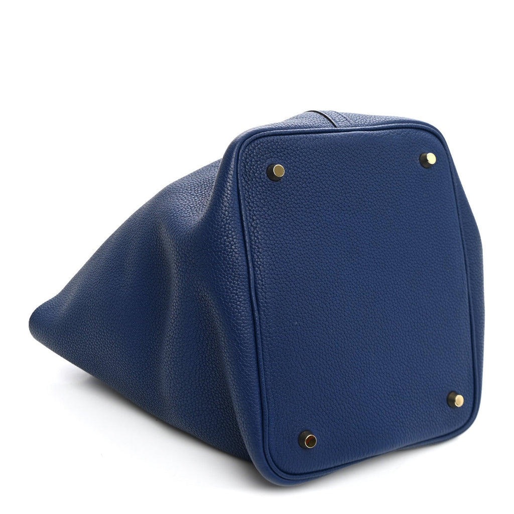 Hermès Taurillon Maurice Picotin Lock 22 MM Bleu Saphir