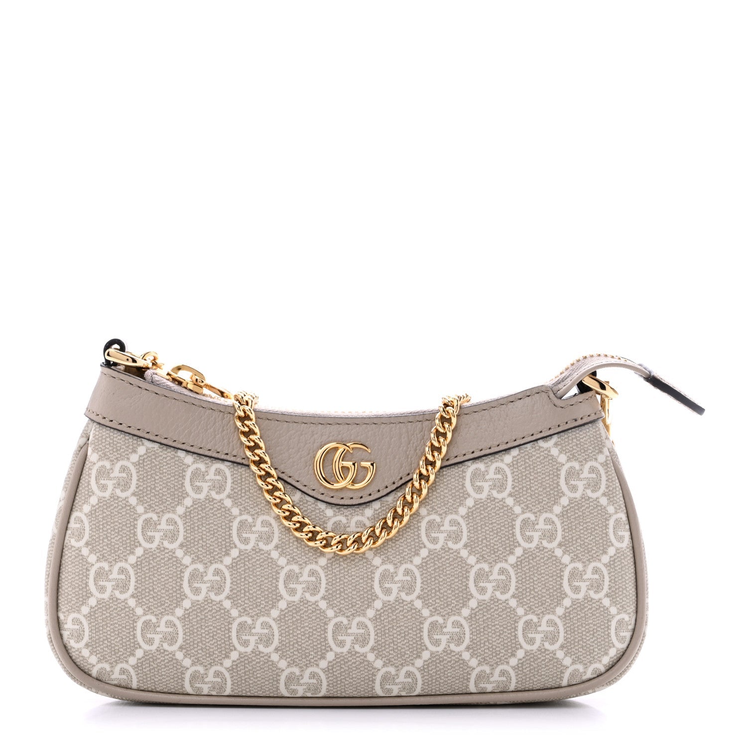 Gucci GG Supreme Monogram Textured Dollar Calfskin Web Mini Ophidia GG Handbag Beige Mystic White Oatmeal