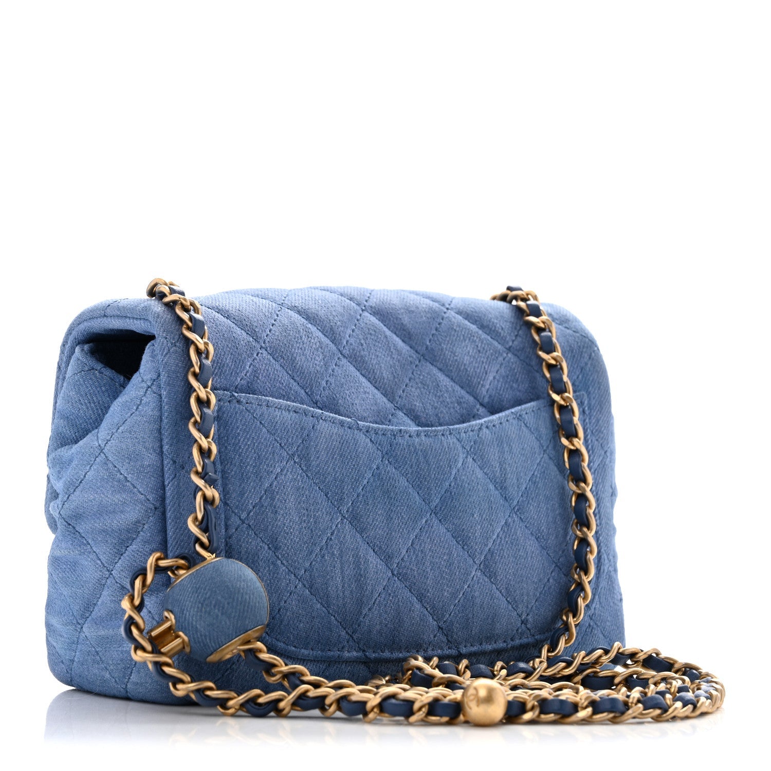 Chanel Denim Quilted Mini Pearl Crush Flap Blue