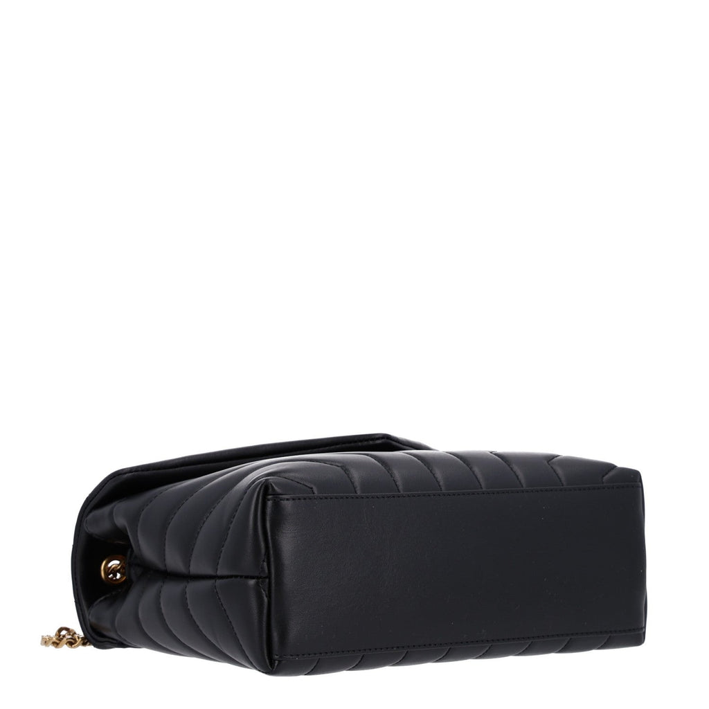 Saint Laurent Calfskin Y Quilted Monogram Small Loulou Chain Satchel Black