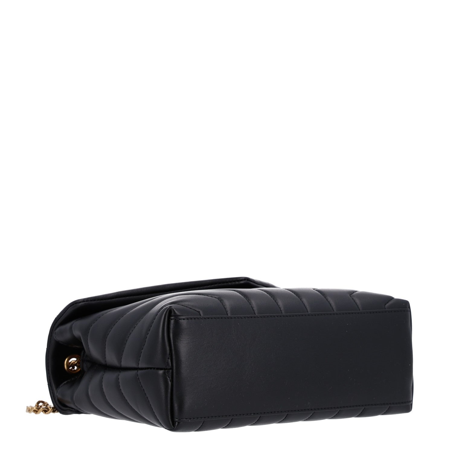 Saint Laurent Calfskin Y Quilted Monogram Small Loulou Chain Satchel Black