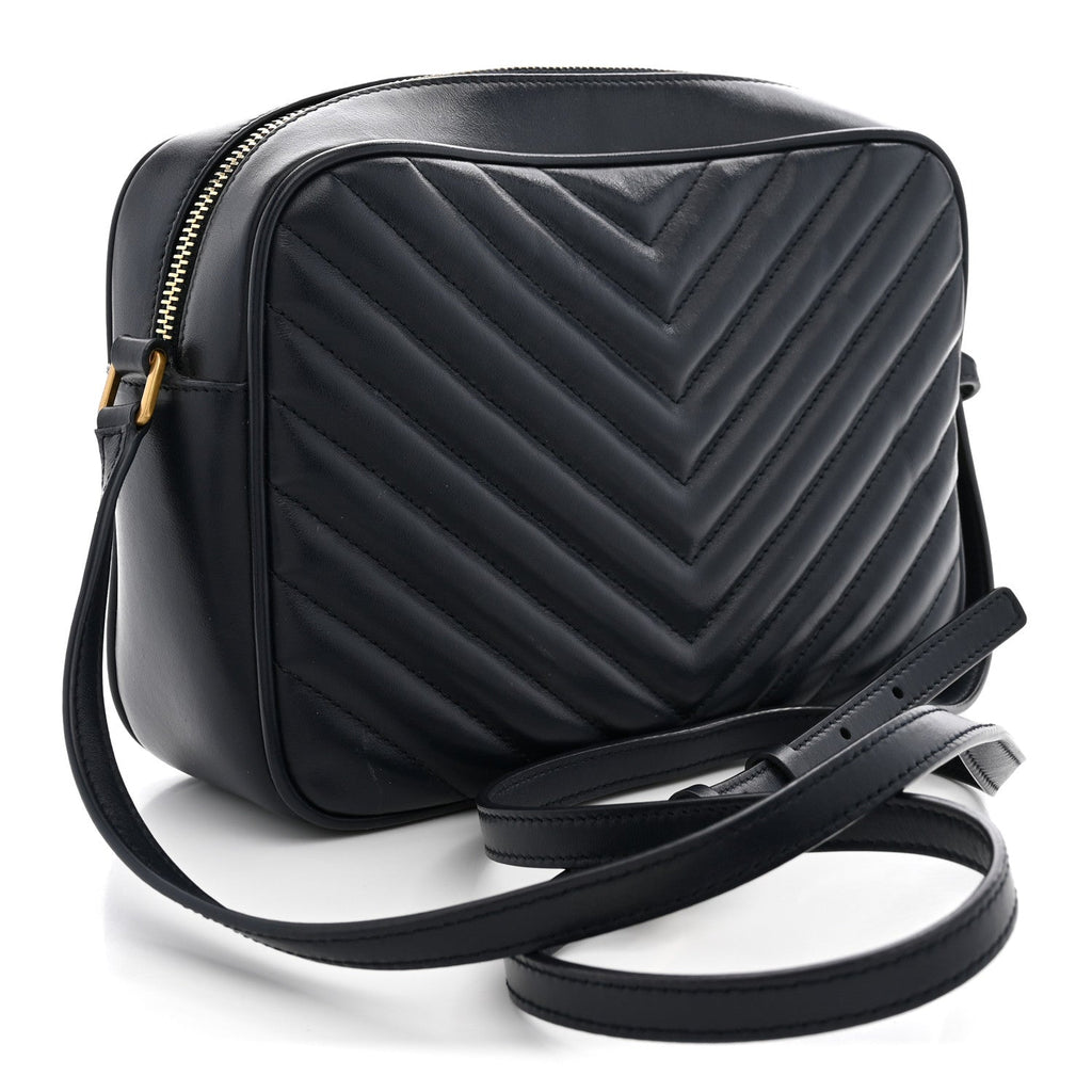 Saint Laurent Calfskin Matelasse Monogram Lou Camera Bag Navy