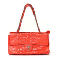 Chanel Snakeskin East West Kisslock Flap Red