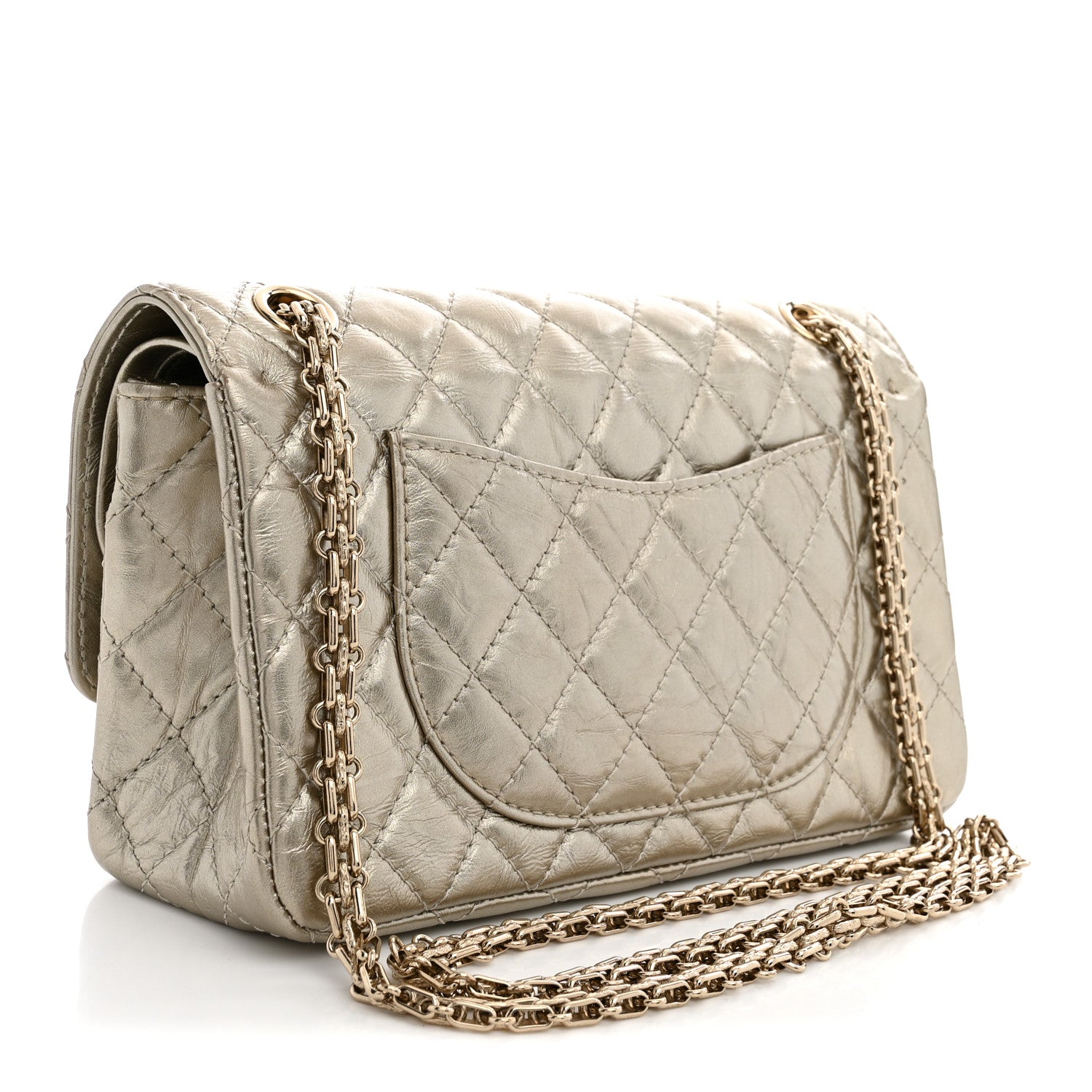 Chanel Metallic Aged Calfskin Quilted 2.55 Reissue 225 Flap Pale Gold