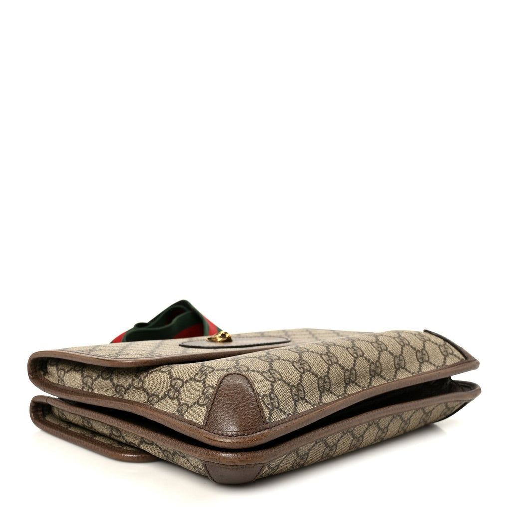 Gucci GG Supreme Monogram Web Small Neo Vintage Double Flap Messenger Bag Beige New Acero