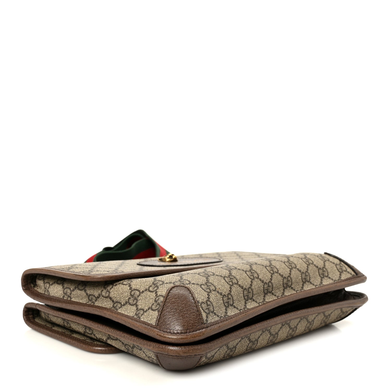 Gucci GG Supreme Monogram Web Small Neo Vintage Double Flap Messenger Bag Beige New Acero
