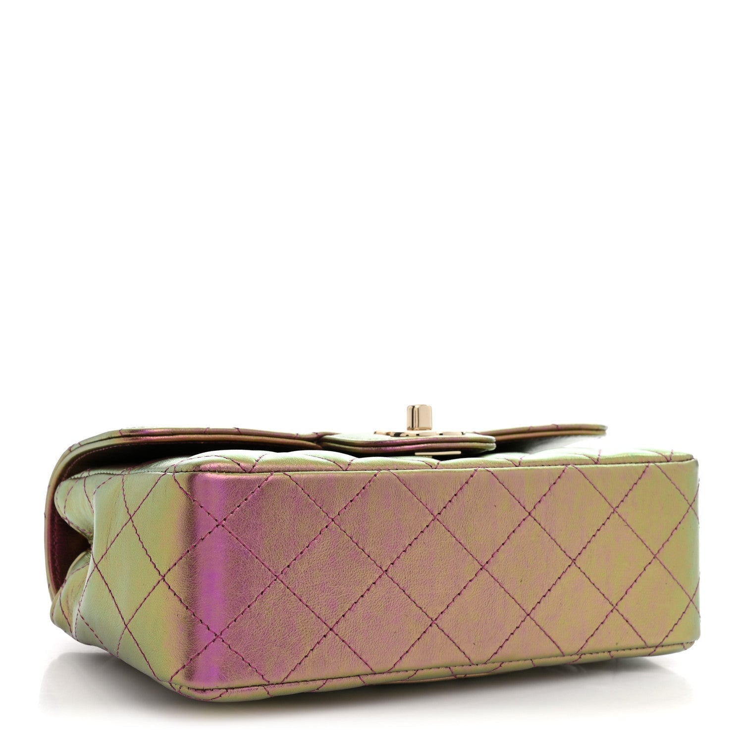 Chanel Iridescent Lambskin Quilted Mini Rectangular Flap Purple