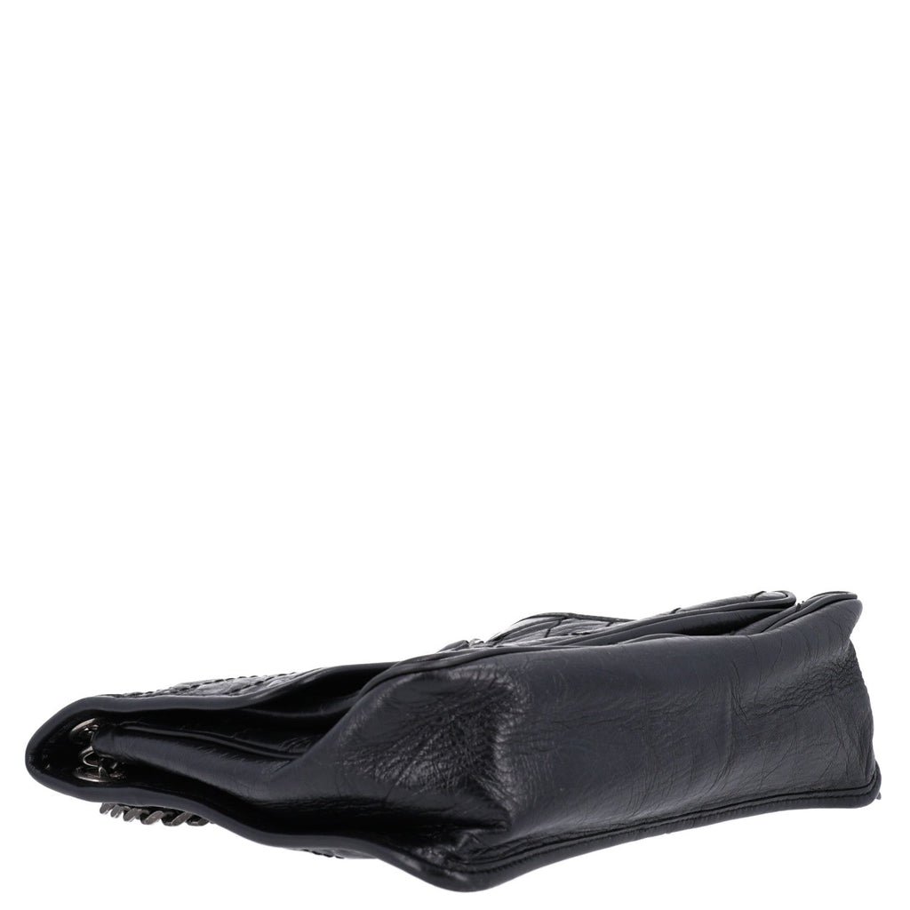 Saint Laurent Crinkled Calfskin Matelasse Monogram Medium Niki Chain Satchel Storm