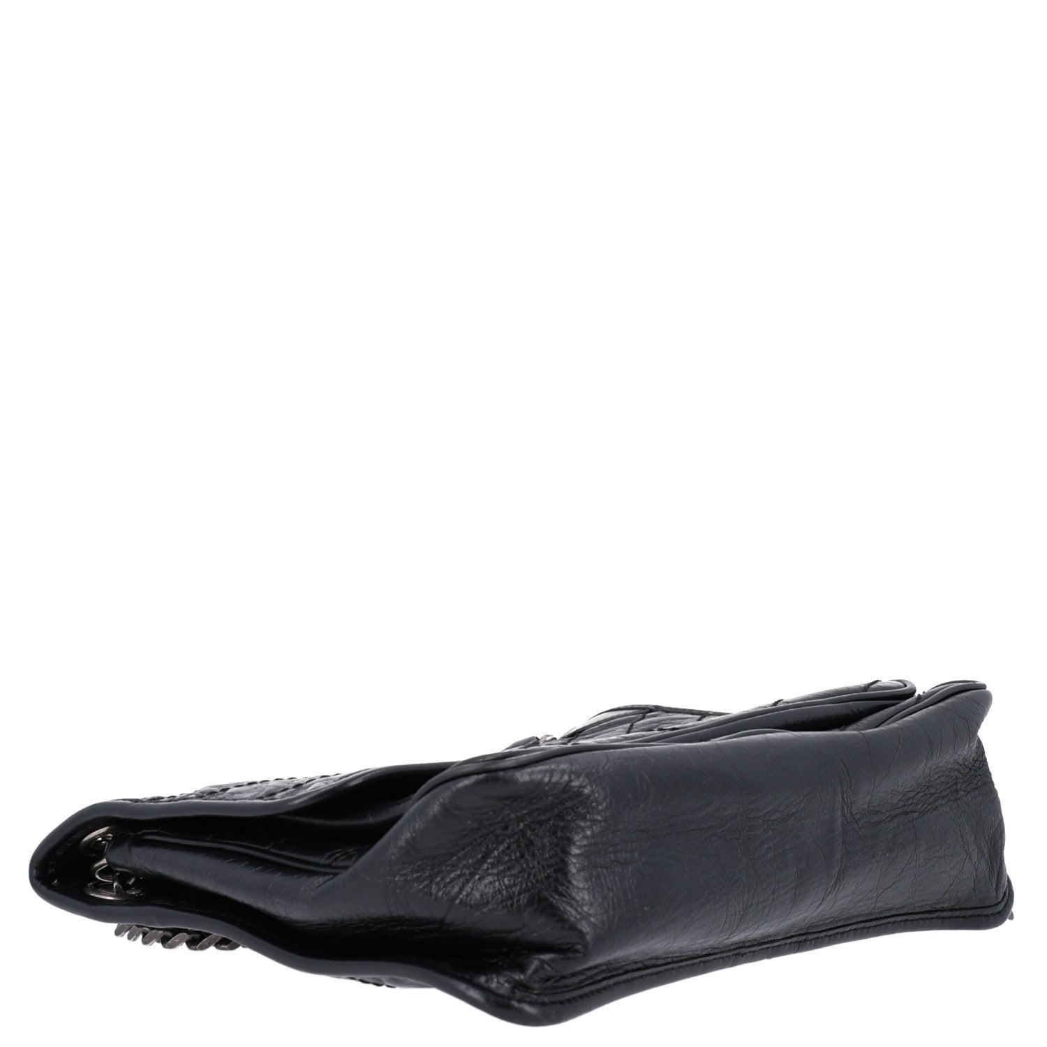 Saint Laurent Crinkled Calfskin Matelasse Monogram Medium Niki Chain Satchel Storm