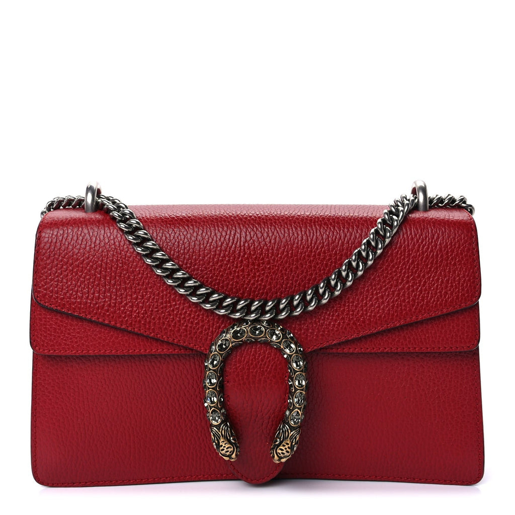 Gucci Dollar Calfskin Swarovski Crystal Small Dionysus Shoulder Bag Hibiscus Red