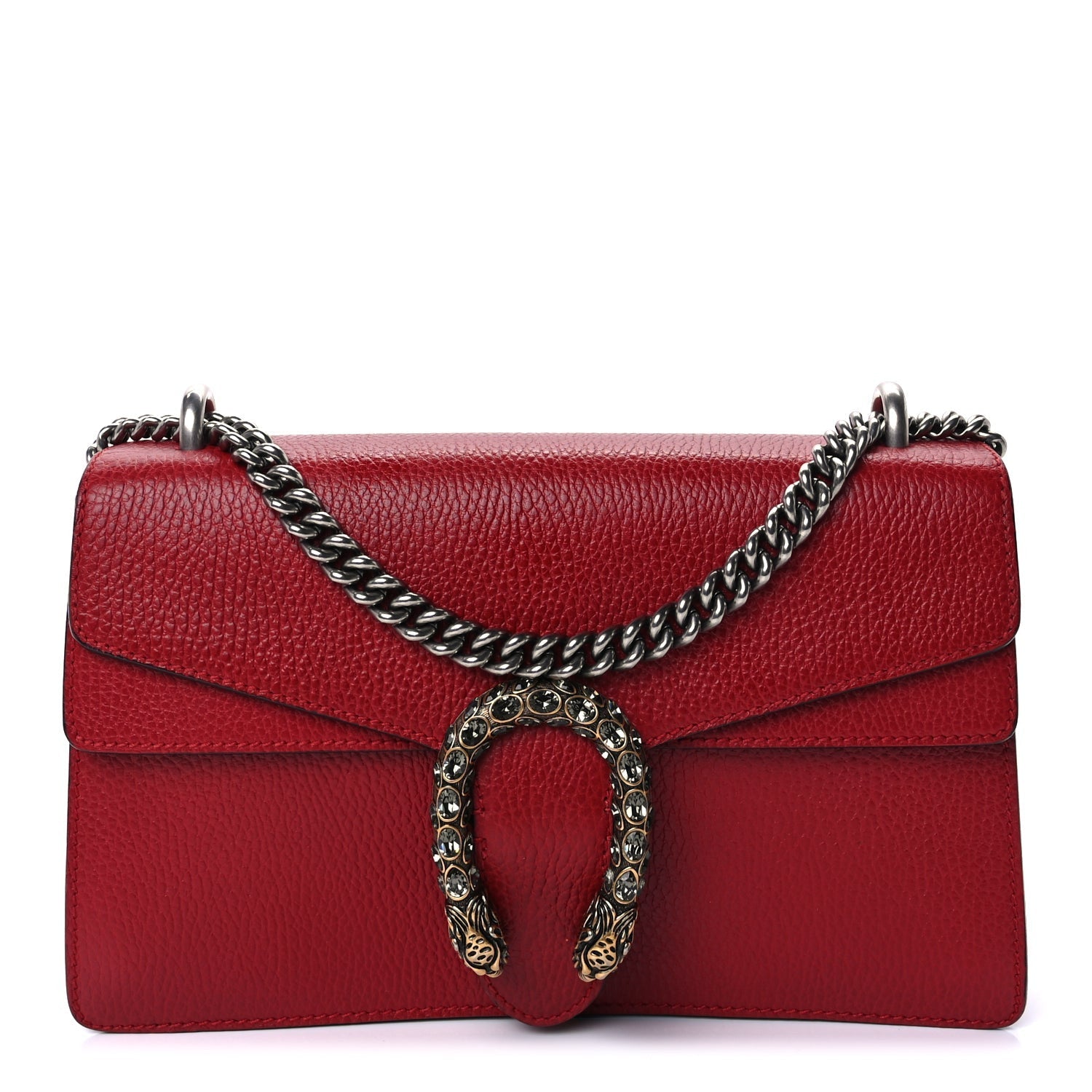 Gucci Dollar Calfskin Swarovski Crystal Small Dionysus Shoulder Bag Hibiscus Red