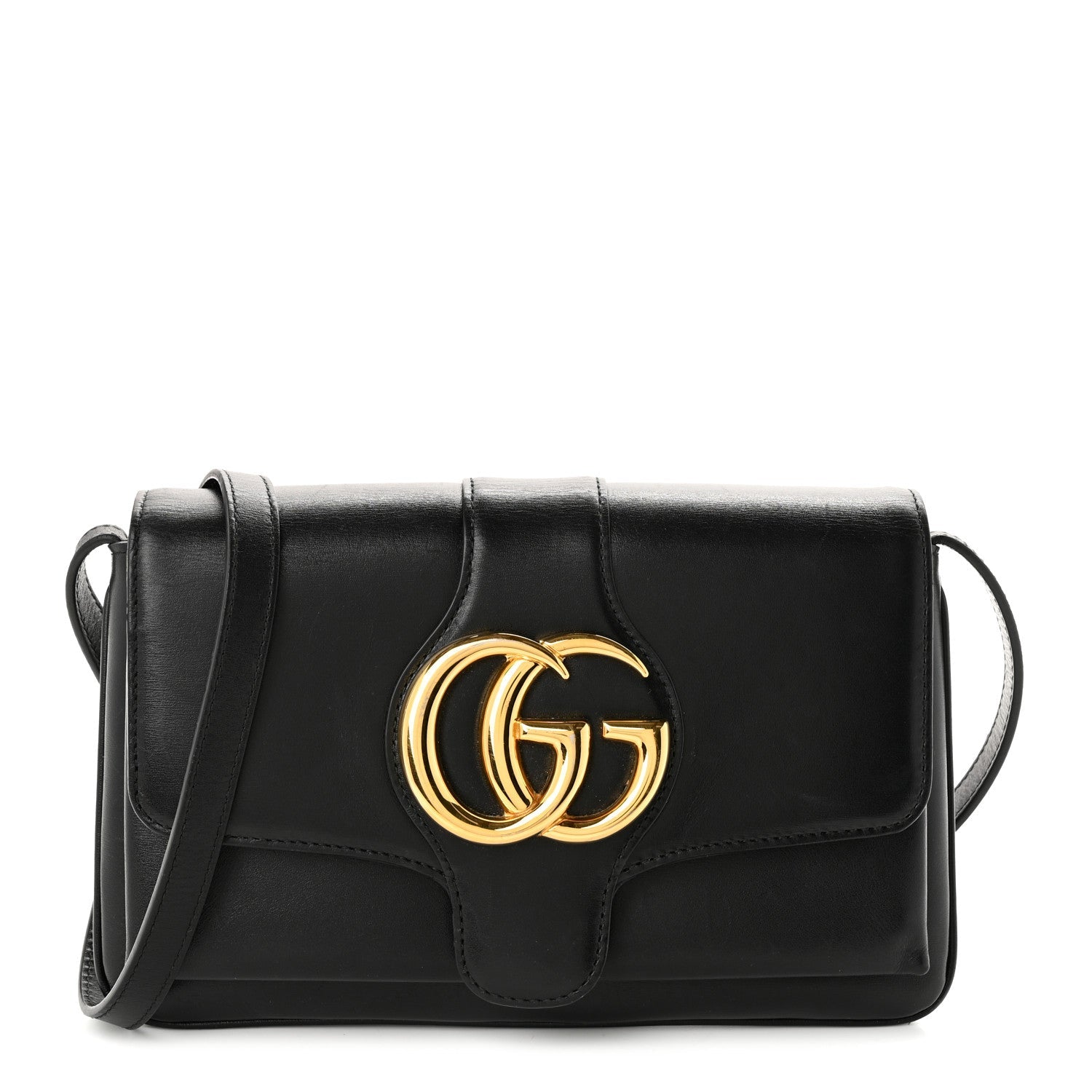 Gucci Vitello Palmellato Lux Small Arli Flap Shoulder Bag Black