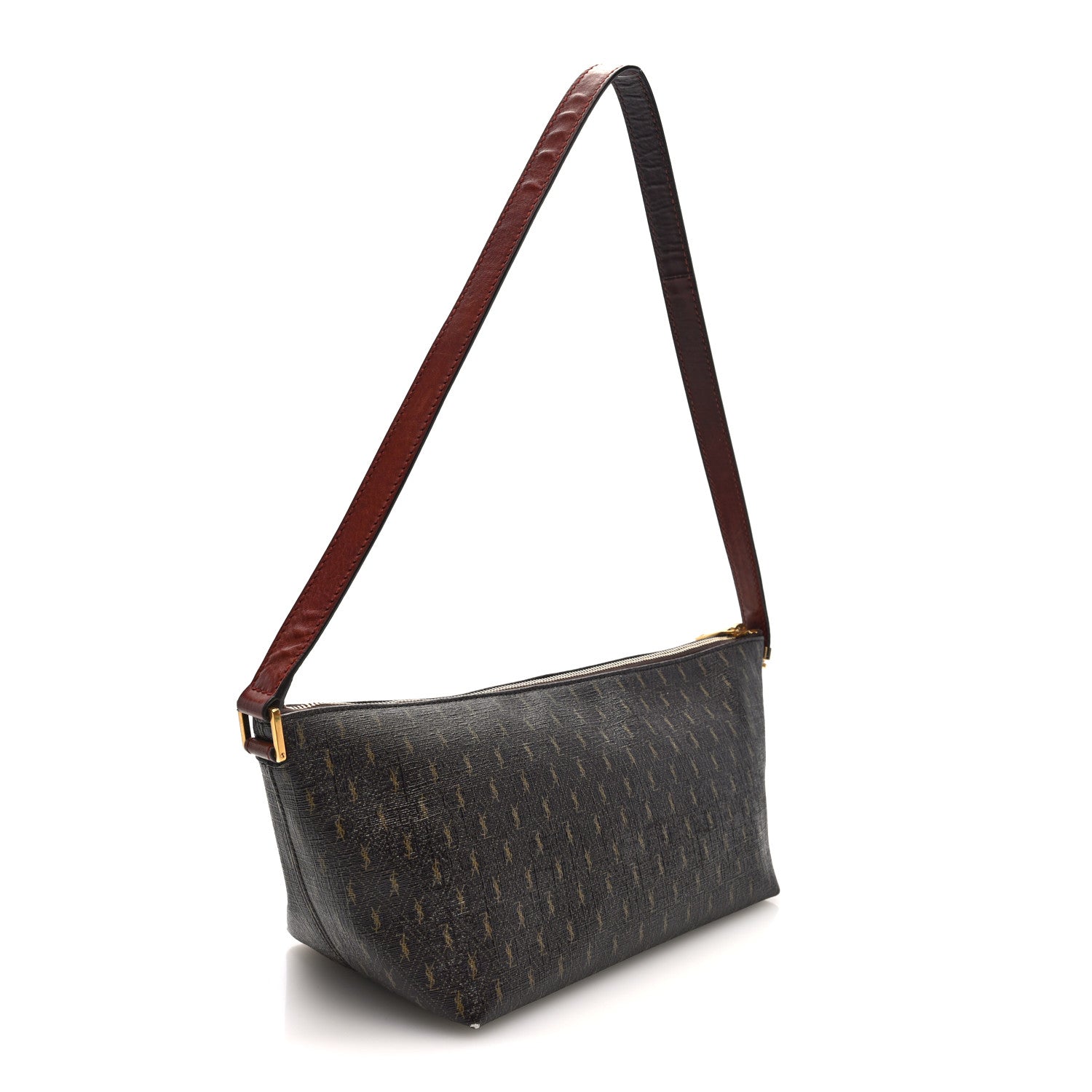 Saint Laurent Canvas Smooth Calfskin Le Monogramme Crossbody Bag Chestnut